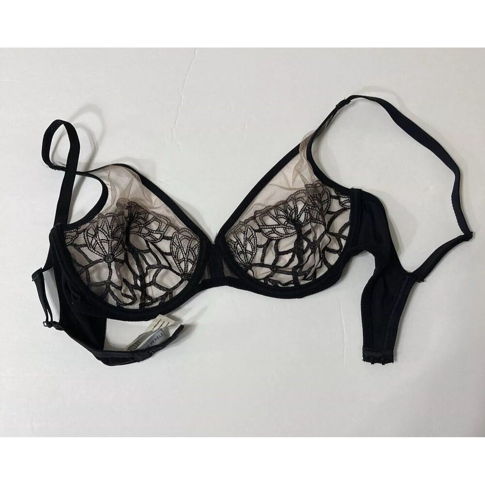 Simone Perele Bra 32D Underwire Black Lace Unlined Semi Sheer 12G319 Sexy - Picture 13 of 15